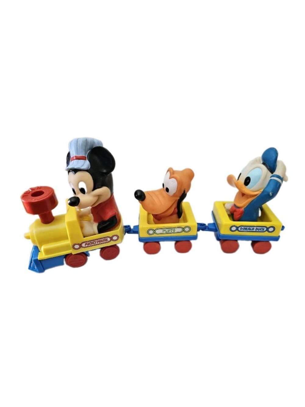 Walt Disney Toy Train Set Mickey Mouse Donald Duck Pluto Windup Anillco *WORKS*